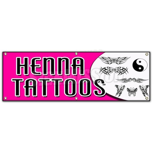 Signmission HENNA TATTOOS BANNER SIGN natural long lasting temporary parlor artist B-72 Henna Tattoos - main